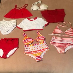 All NEW 10-piece mix and match swim bundle! Red and white. Stripes. Venus. Small